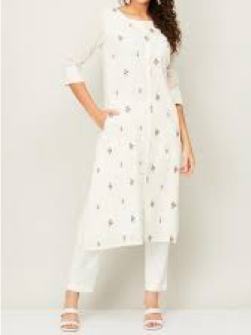 Melange Floral Midi Tunic Dress Viscose Kurti Boho Beach Cover Up Size M